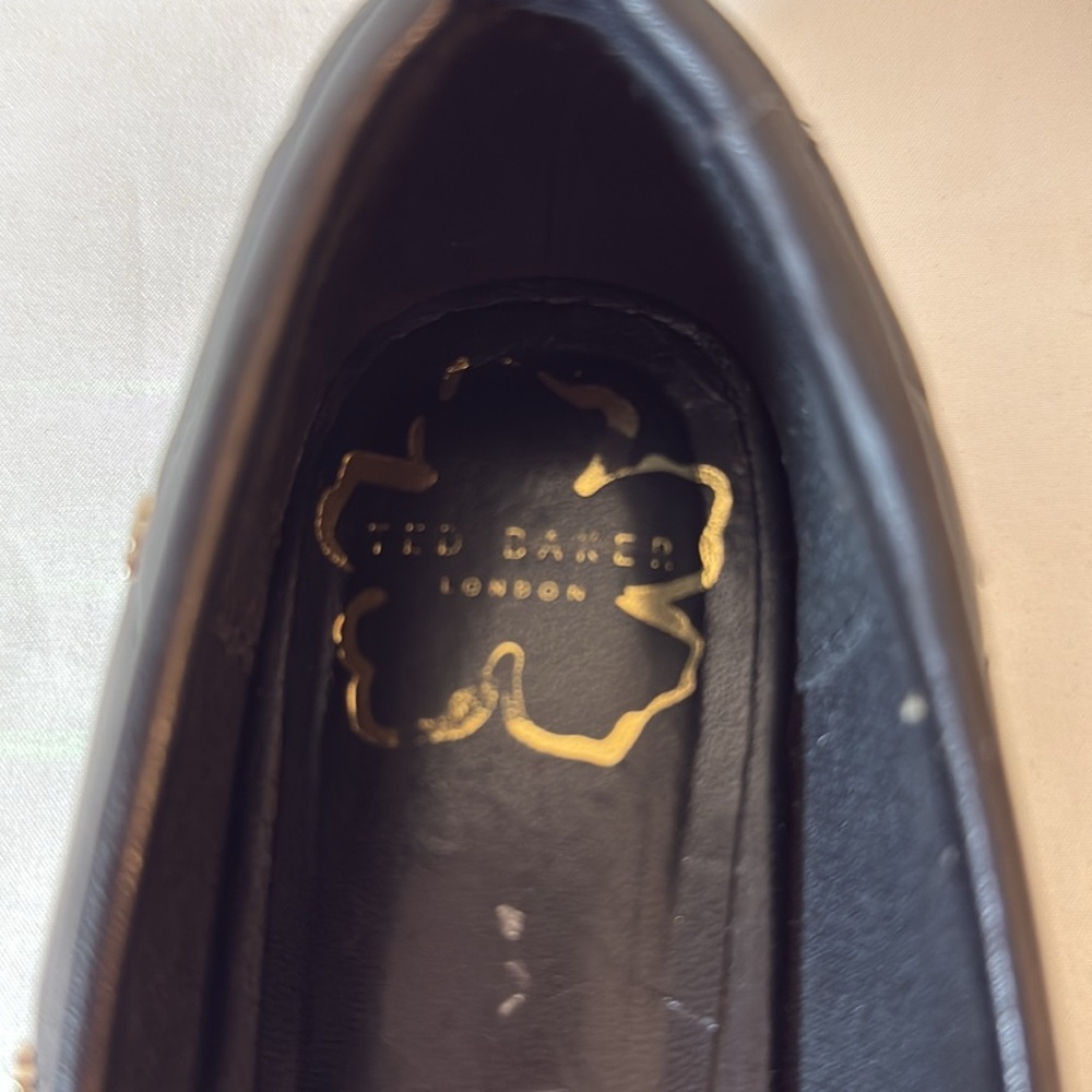 Ted Baker Libban Black Quilted Gold Magnolia Ballerina Flats Size 37 7 SKU 0024 - Picture 13 of 13